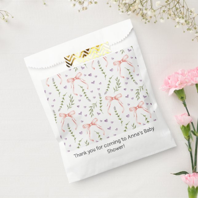 Pink Bows Floral Birthday Shower Party Favour Bag (Sealed)