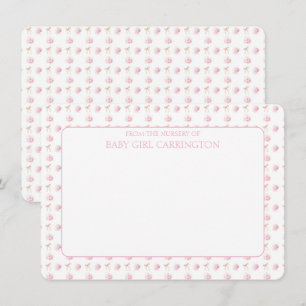 Pink Bows Floral Whimsical Vintage Personalized Card