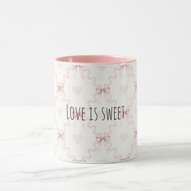Pink Bows Hearts Sweet Love Mug (Center)