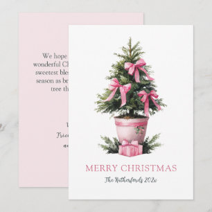 Pink Bows Merry Christmas Tree Card