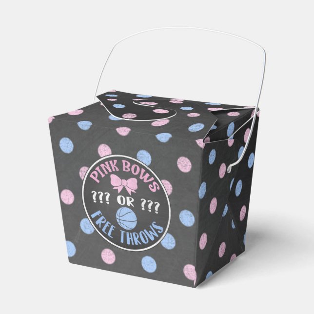 Pink Bows or Free Throws gender reveal favour box (Front Side)