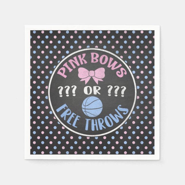 Pink Bows or Free Throws party napkins. Napkin (Front)