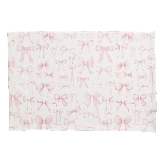 pink bows pattern pillowcase (Front)
