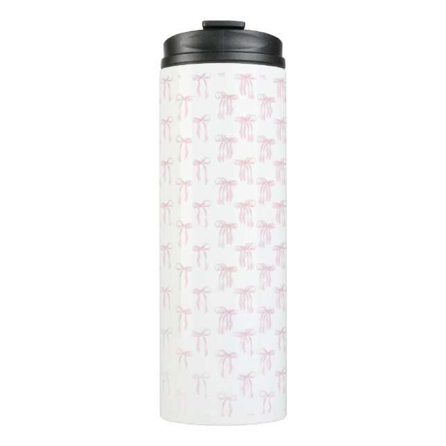 Pink Bows Pattern Water Bottle (Front)