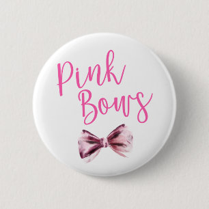 Pink Bows Team Girl Gender Reveal Party  6 Cm Round Badge