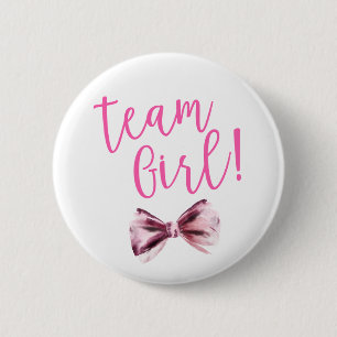Pink Bows Team Girl Gender Reveal Party  6 Cm Round Badge