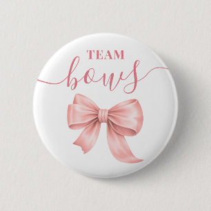 Pink Bows Team Girl Gender Reveal Voting Game 6 Cm Round Badge