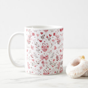 Pink bows with flowers coffee mug