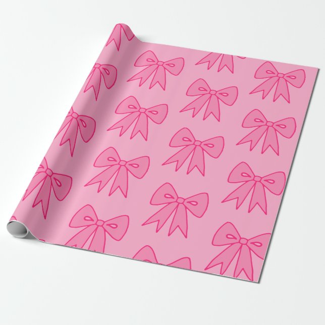  Pink Bows Wrapping Paper  (Unrolled)