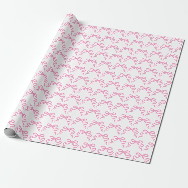 Pink Bows Wrapping Paper (Unrolled)
