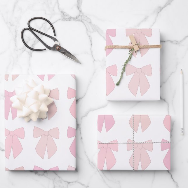 Pink Bows Wrapping Paper Sheet (Front)