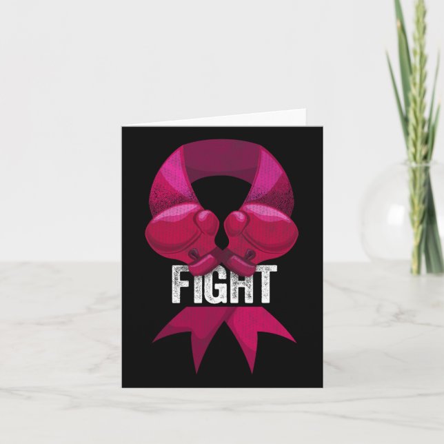 Pink Boxing Glove Fighter Awareness Breast Cancer  Card (Front)