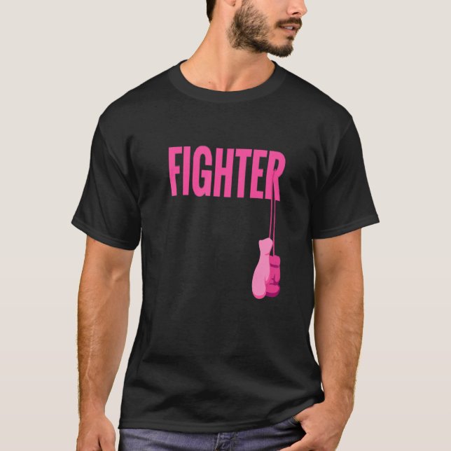 Pink Boxing Gloves Breast Cancer Awareness Fighter T-Shirt (Front)
