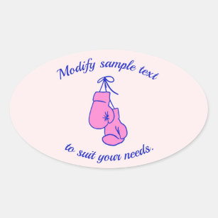 Pink Boxing Gloves  Card T-Shirt Oval Sticker