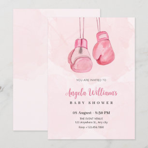 Pink boxing gloves  invitation