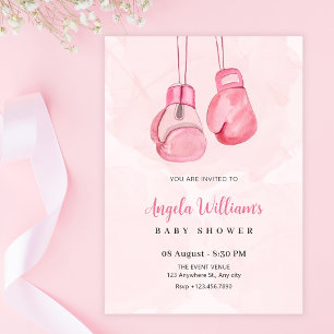 Pink boxing gloves  invitation