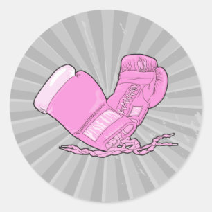 pink boxing gloves vector classic round sticker