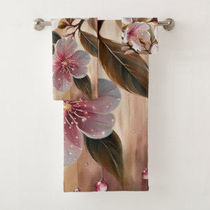 Pink Branch Bath Towels
