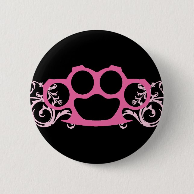 Pink Brass Knuckles 6 Cm Round Badge (Front)