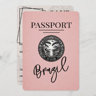 Pink Brazil Passport Save The Date