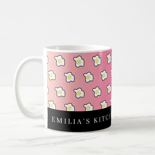 Pink Breakfast Fried Eggs Name Coffee Mug (Left)