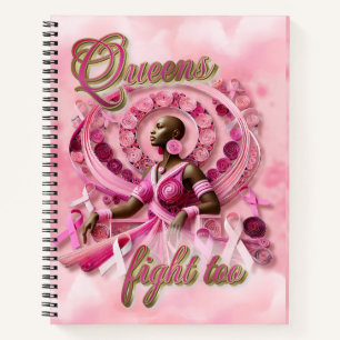 Pink Breast Cancer Awareness Black Woman Notebook