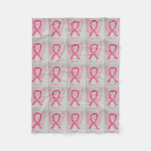 Pink Breast Cancer Awareness Ribbon Fleece Blanket