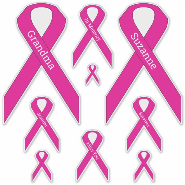 [Pink] Breast Cancer Awareness Ribbon Vinyl Decal (Front)
