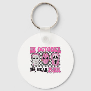 Pink Breast Cancer Awareness Scream Halloween Horr Key Ring
