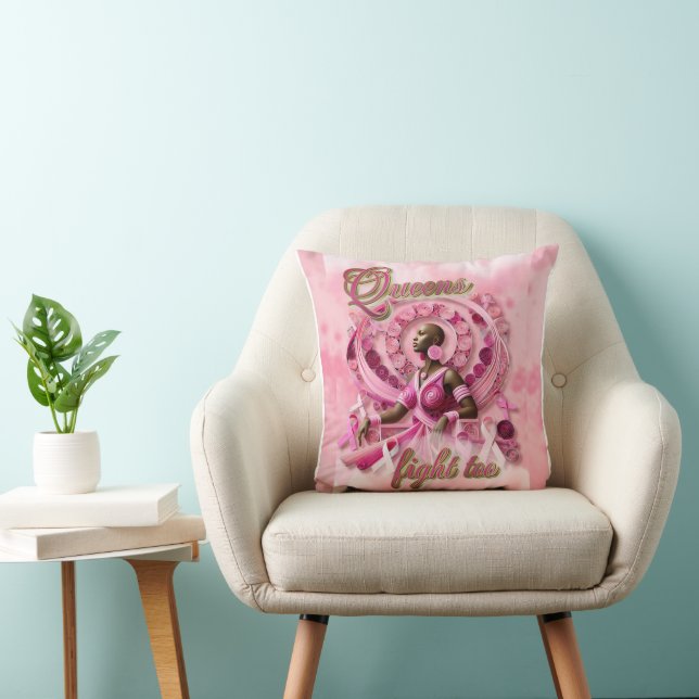 Pink Breast Cancer Awareness Throw Pillow (Chair)