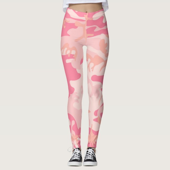 Pink Breast Cancer Cure Camo Leggings (Front)