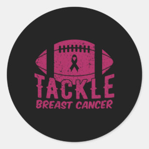 Pink Breast Cancer Footbyll Tackle Breast Cancer  Classic Round Sticker