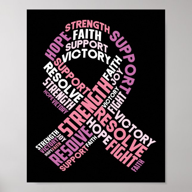 Pink Breast Cancer Ribbon Breast Cancer Awareness Poster (Front)