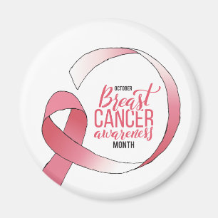 Pink Breast Cancer Ribbon Drawing BCA Month Magnet
