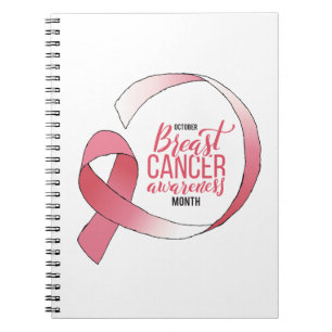Pink Breast Cancer Ribbon Drawing BCA Month Notebook