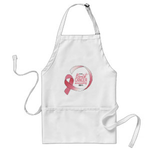 Pink Breast Cancer Ribbon Drawing BCA Month Standard Apron