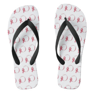 Pink Breast Cancer Ribbon Drawing BCA Month Thongs