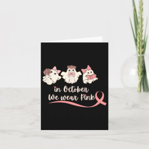 Pink Breast Cancer Warrior Cute Groovy Ghost Hallo Card