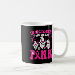 Pink Breast Cancer Warrior Ghost Paramedic Nurse Coffee Mug