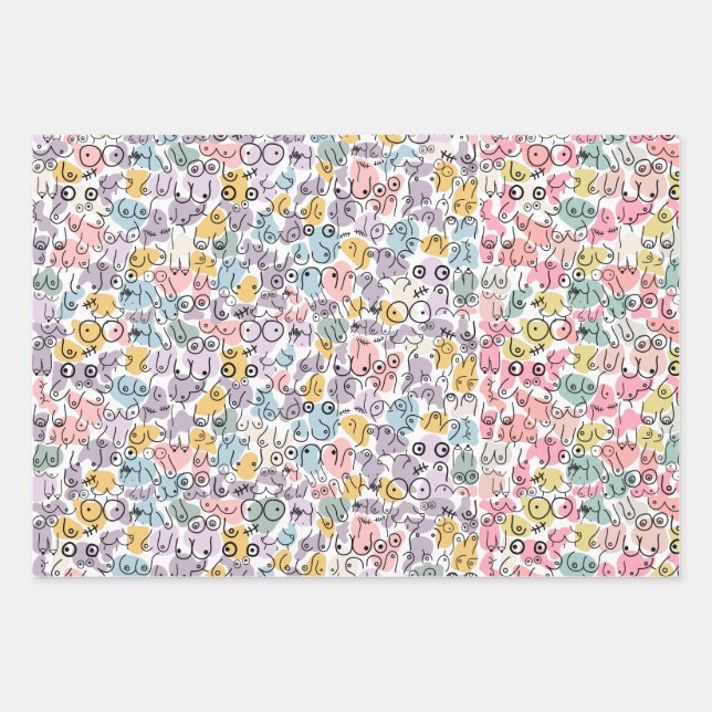 pink breast design wrapping paper sheet (Front)