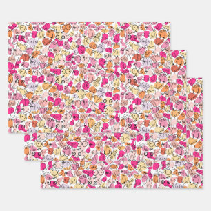 pink breast pattern woman fun wrapping paper sheet