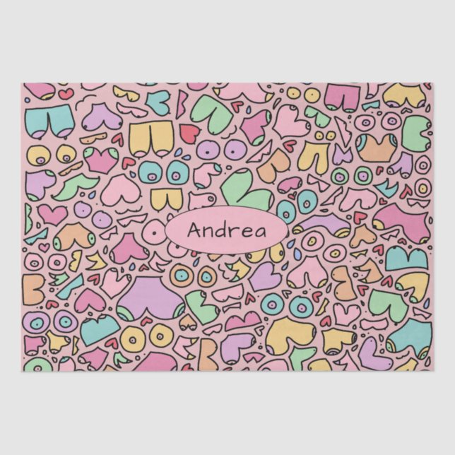 Pink breasts popular funny pattern tissue paper (Front)