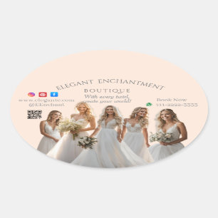 Pink Bridal Bliss Celebrate Love Happiness Wedding Oval Sticker