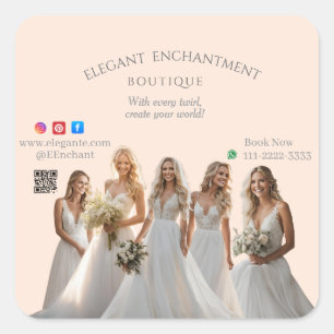 Pink Bridal Bliss Celebrate Love Happiness Wedding Square Sticker