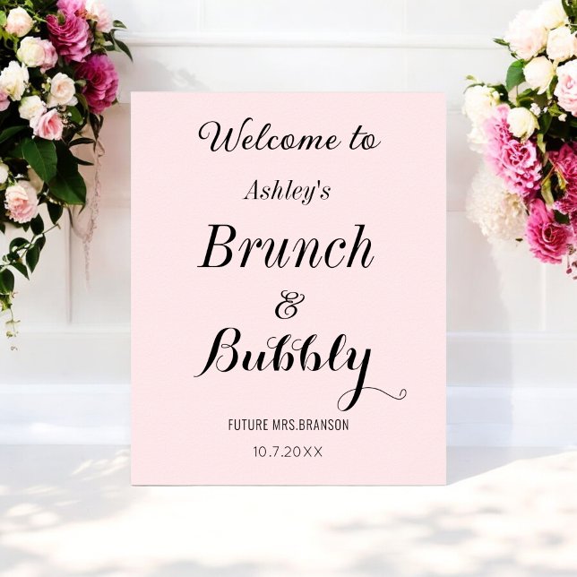 Pink Bridal Brunch Bubbly Welcome Poster (Creator Uploaded)