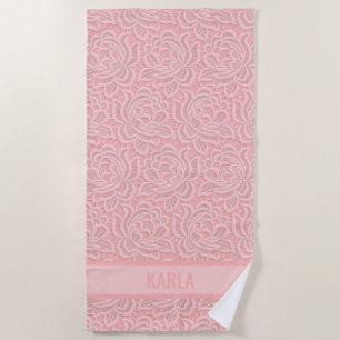 Pink Bridal Faux Lace Bachelorette  Beach Towel