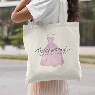 Pink Bridal Party Pink Bridesmaid Personalised Tote Bag
