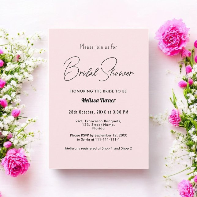 Pink Bridal Shower Calligraphy Script Invitation (Creator Uploaded)