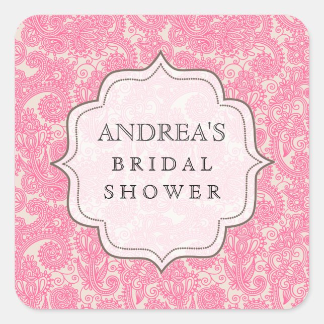 Pink Bridal Shower Dessert Table Tag Label (Front)