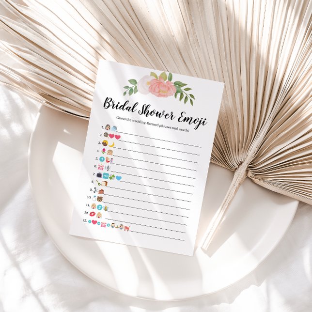Pink Bridal Shower Emoji Pictionary Game Card (Creator Uploaded)